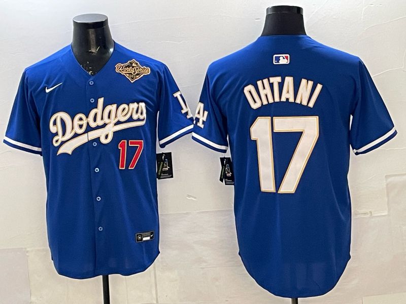 Men 2025 Nike Los Angeles Dodgers #17 Ohtani Blue gold Game MLB Jersey 07